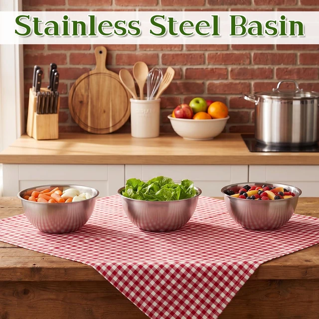 Alt view image 6 of 7 - Mixing Bowl Set of 6, Thickened version Stainless Steel Mixing Bowl | Space-Saving Nesting Metal MixingBowls, Nesting Whisking Bowls For Cooking, Serving, Food/Salad Prep, Baking, Serving