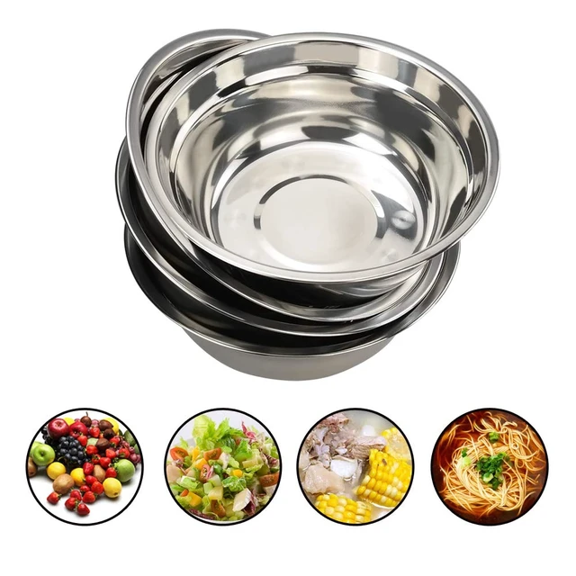 Alt view image 7 of 7 - 4-Pack Stainless Steel Mixing Bowls, Metal Prep Bowls