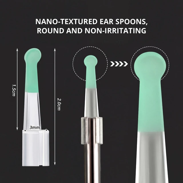 Alt view image 2 of 7 - 10 Pcs 3.5 mm, Otoscope Ear Spoon Replacement Tips, Light Green | Otoscope Ear Spoon Tips, Reusable Plastic Ear Cleaner Replacements, Wax Removal Accessories for Teens, Adults and Home Care