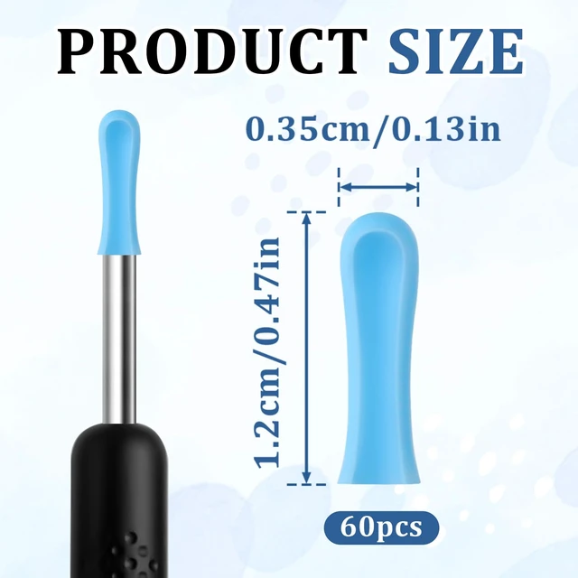 Alt view image 2 of 7 - 60Pcs Ear Wax Removal Tool Replacement Tips Replacement Tips Ears | Blue Silicone Aural Cleaner Cap Set, Reusable Accessory for Wet Dry Ear Wax Cleaning, Compatible with Most Aural Picks