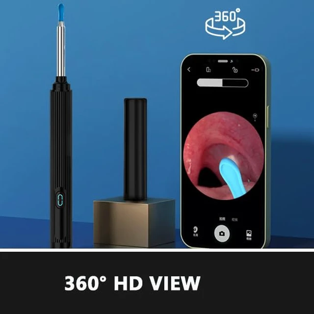 Alt view image 7 of 7 - Ear Wax Removal Tool - Earwax Remover Tool - Ear Cleaner with Camera - Earwax Removal Kit with Light - Wireless - Works with iOS & Android (Black)
