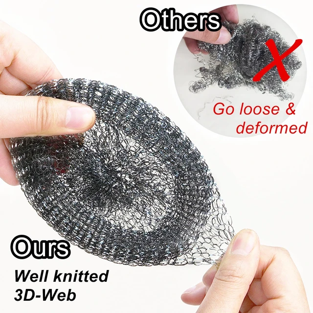 Alt view image 4 of 7 - Steel Wool Scrubber with Soap Dispenser for Dish Sink Pan Stove Kitchen, Stainless Dishwashing Scouring Pad, Dispensing Heavy Duty Brush Scourer Cast Iron 2+2