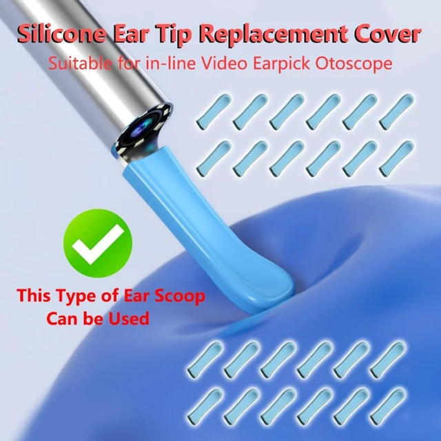 Alt view image 3 of 6 - 100 Pieces Ear Cleaner Tips, Ear Cleaner Replacement Tips, Ear Spoon Tips, Silicone Soft Cleaning Reuse Cap for Ear Wax Removal Tool Accessories (Blue)