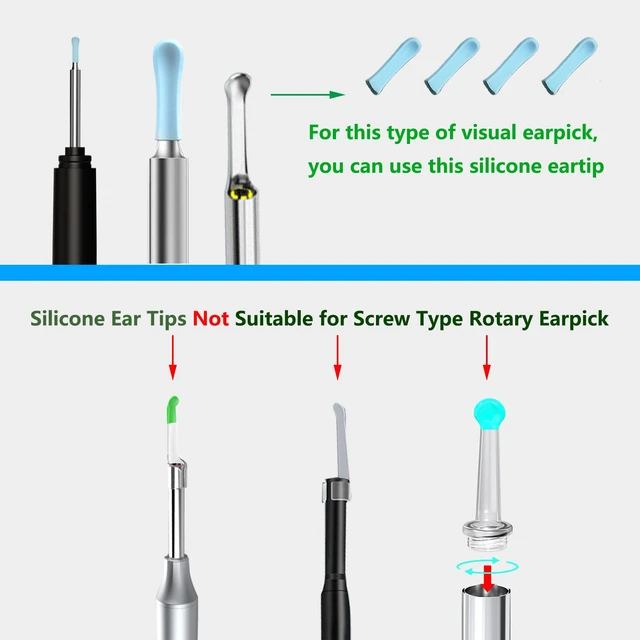 Alt view image 5 of 6 - 100 Pieces Ear Cleaner Tips, Ear Cleaner Replacement Tips, Ear Spoon Tips, Silicone Soft Cleaning Reuse Cap for Ear Wax Removal Tool Accessories (Blue)