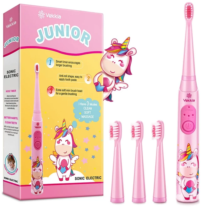 Main image of Rechargeable Kids Electric Toothbrush(Pink) | 3 Modes with Memory/Fun & Easy Cleaning/24000 Strokes, IPX7 Waterproof, 2-Min Timer for Age 5+/4 Soft Bristles