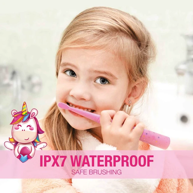 Alt view image 6 of 7 - Rechargeable Kids Electric Toothbrush(Pink) | 3 Modes with Memory/Fun & Easy Cleaning/24000 Strokes, IPX7 Waterproof, 2-Min Timer for Age 5+/4 Soft Bristles