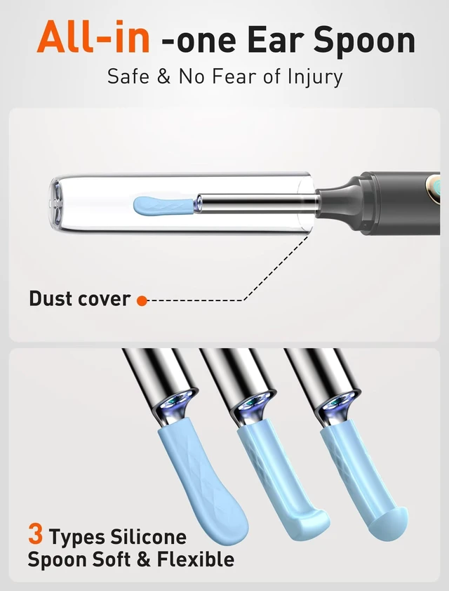 Alt view image 3 of 7 - Ear Wax Removal Tool Camera, 1080P HD Otoscope Ear Cleaner, Gray | FSA/HSA Eligible, 50 Replacement Tips, Waterproof Lens & Cover to Prevent Blur, WiFi for iOS & Android