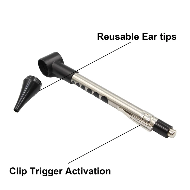 Alt view image 5 of 6 - Stainless Steel Mini Diagnostic Otoscope with 3X Magnification, Bright LED Light, Clip and 3 Reusable and Easy-to-Clean Specula Sizes for Kids/Adults & Pet and 2 AAA Batteries