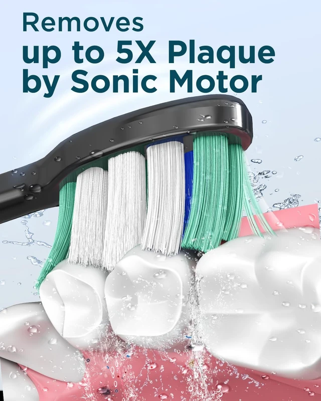 Alt view image 2 of 7 - M5 Electric Toothbrush for Adults - Sonic Electric Toothbrush for Kids and Adults with 8 Brush Heads & Travel Case, 120 Days Battery Life - Black