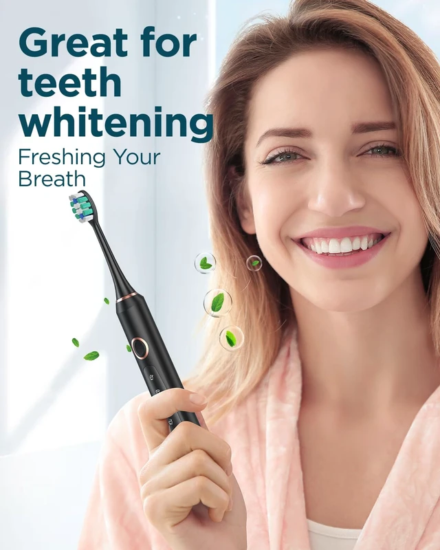 Alt view image 3 of 7 - M5 Electric Toothbrush for Adults - Sonic Electric Toothbrush for Kids and Adults with 8 Brush Heads & Travel Case, 120 Days Battery Life - Black