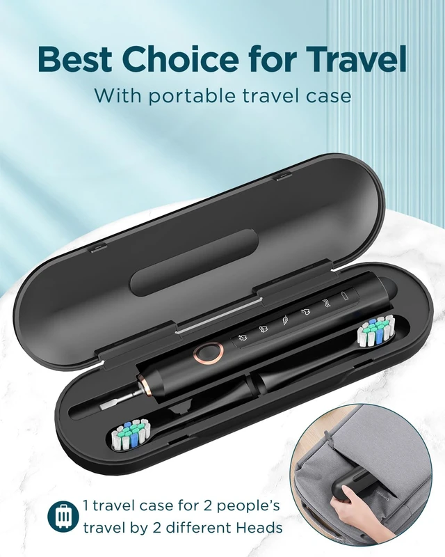 Alt view image 7 of 7 - M5 Electric Toothbrush for Adults - Sonic Electric Toothbrush for Kids and Adults with 8 Brush Heads & Travel Case, 120 Days Battery Life - Black