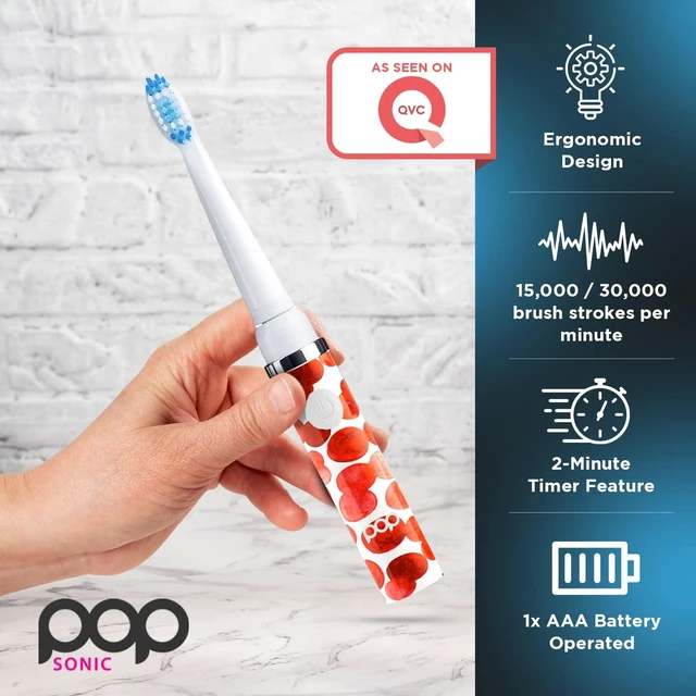 Alt view image 3 of 7 - Electric Toothbrush for Adults 2 Speed (Red Bubbles) Dupont Nylon Bristles 15,000-30,000 Strokes/Minute w/AAA Battery Bathroom Essentials & Travel Essentials TSA Approved