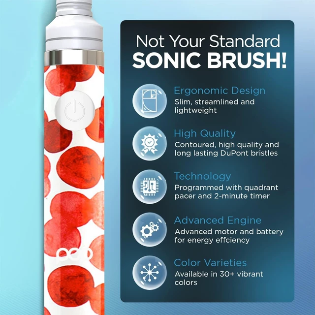 Alt view image 6 of 7 - Electric Toothbrush for Adults 2 Speed (Red Bubbles) Dupont Nylon Bristles 15,000-30,000 Strokes/Minute w/AAA Battery Bathroom Essentials & Travel Essentials TSA Approved