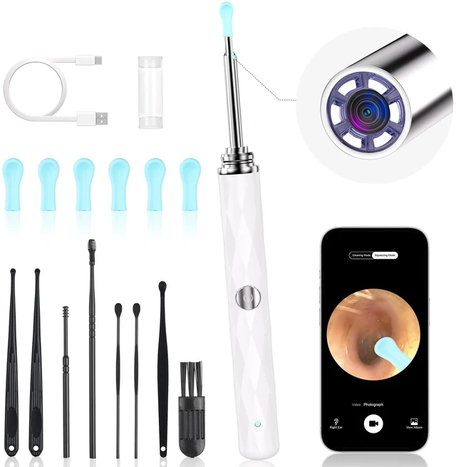 Main image of High-Definition Ear Wax Removal, Wireless Ear Cleaner, Safe and Gentle Ear Wax Removal Kit, Rechargeable Ear Cleaner with Camera and Light, Ear Cleaning Kit for Android and iOS (White)