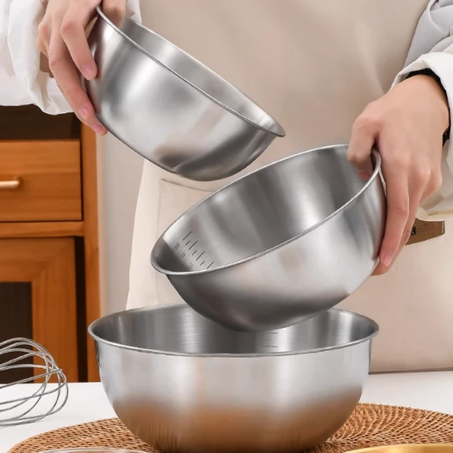 Alt view image 3 of 7 - 4 Pack Stainless Steel Mixing Bowl Set, Microwave and Dishwasher Safe,Ideal for Baking, Prepping, Cooking and Serving Food