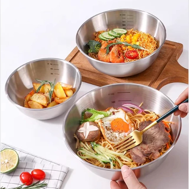 Alt view image 6 of 7 - 4 Pack Stainless Steel Mixing Bowl Set, Microwave and Dishwasher Safe,Ideal for Baking, Prepping, Cooking and Serving Food
