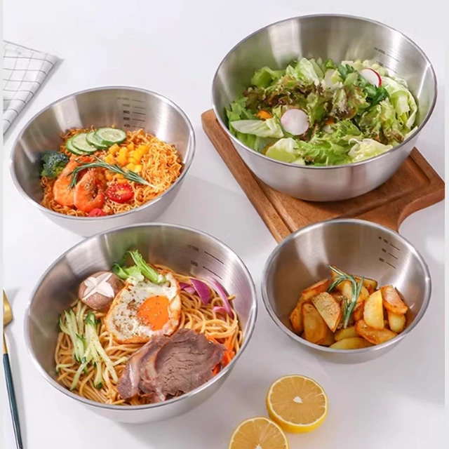 Alt view image 5 of 7 - 4 Pack Stainless Steel Mixing Bowl Set, Microwave and Dishwasher Safe,Ideal for Baking, Prepping, Cooking and Serving Food