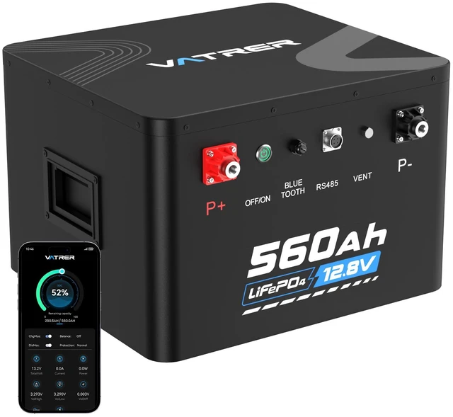 Main image of VATRER POWER 12.8V 560Ah Self-Heating LiFePO4 RV Battery, APP Monitoring