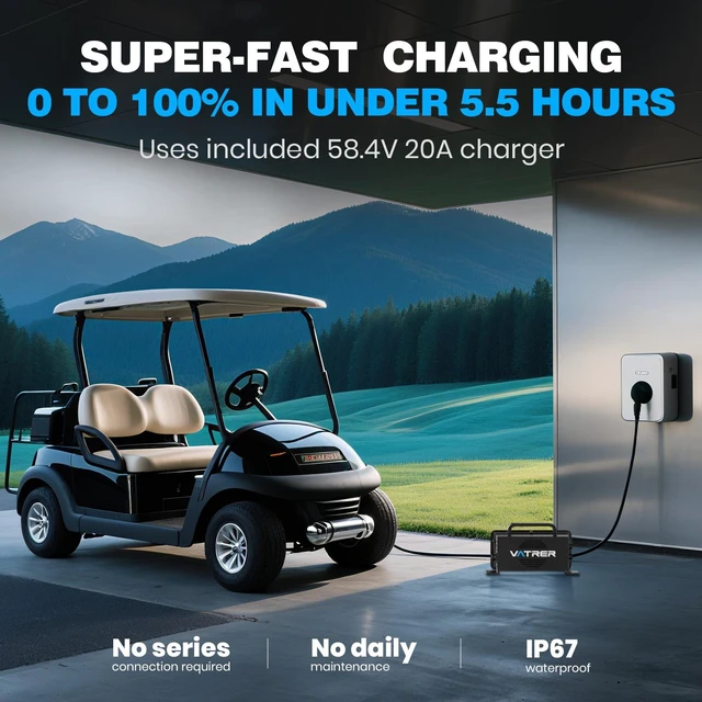 Alt view image 5 of 7 - VATRER POWER 48V 105Ah Mini LiFePO4 Golf Cart Battery Complete Kit