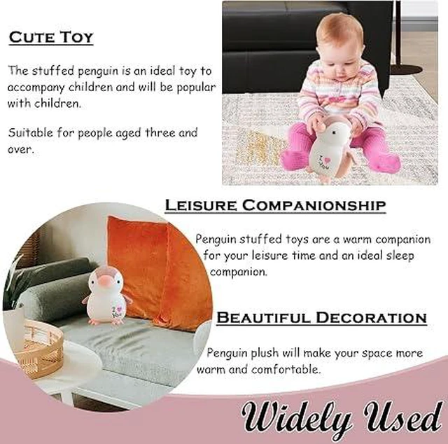 Alt view image 4 of 5 - zhidiloveyou 9.84" Penguin Stuffed Animal Pink Soft Penguin Plush Cute Toy