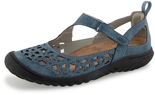 Main image of JBU by Jambu JSport womens Bellerose Mary Jane Flat,Denim,8 US | Comfort, Adjustable, All-terra Traction, APMA Accepted, Casual, Arch Support Insole, Removable Insole