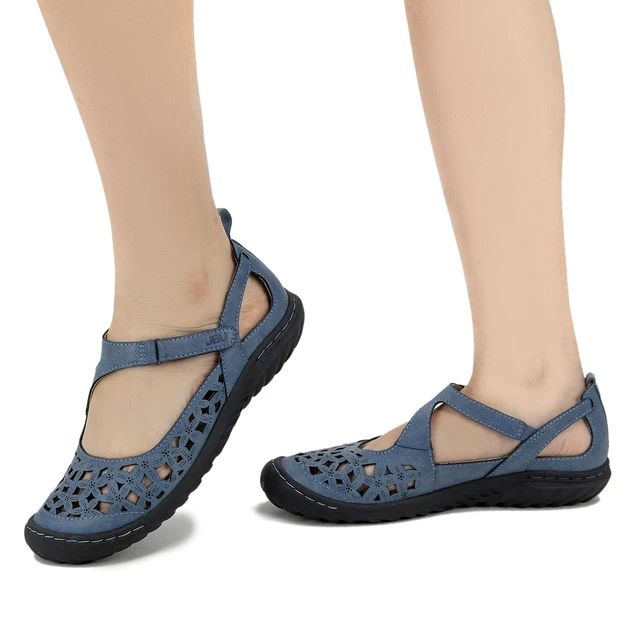 Alt view image 2 of 6 - JBU by Jambu JSport womens Bellerose Mary Jane Flat,Denim,8 US | Comfort, Adjustable, All-terra Traction, APMA Accepted, Casual, Arch Support Insole, Removable Insole