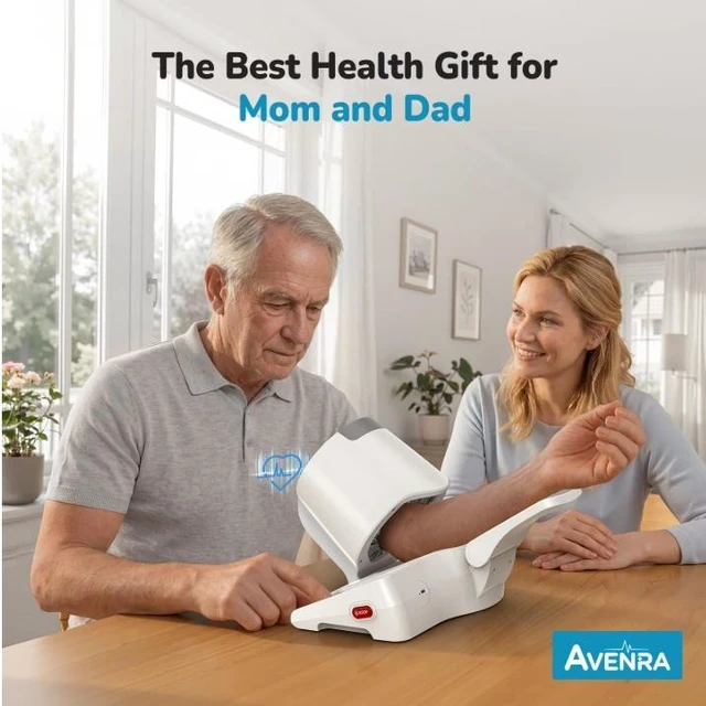 Alt view image 4 of 7 - AVENRA Automatic Upper Arm Blood Pressure Monitor, No-Wrap Auto-Fit Cuff, One-Touch Operation, Large LED Display, 2-User 99 Memory, 3-Color Indicator