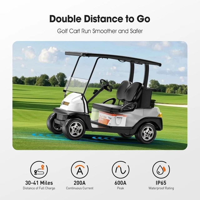 Alt view image 4 of 7 - TEMGO 36V 100Ah Lithium Golf Cart Battery, 38.4V LiFePO4 Deep Cycle Battery with 200A Smart BMS, APP Monitoring, LCD Display & 42.6V 20A Charger