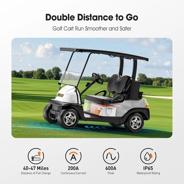 Alt view image 4 of 7 - TEMGO 48V 100Ah Lithium Golf Cart Battery, 51.2V LiFePO4 Deep Cycle Battery with 200A Smart BMS, APP Monitoring, LCD Display, 58.4V 18A Charger