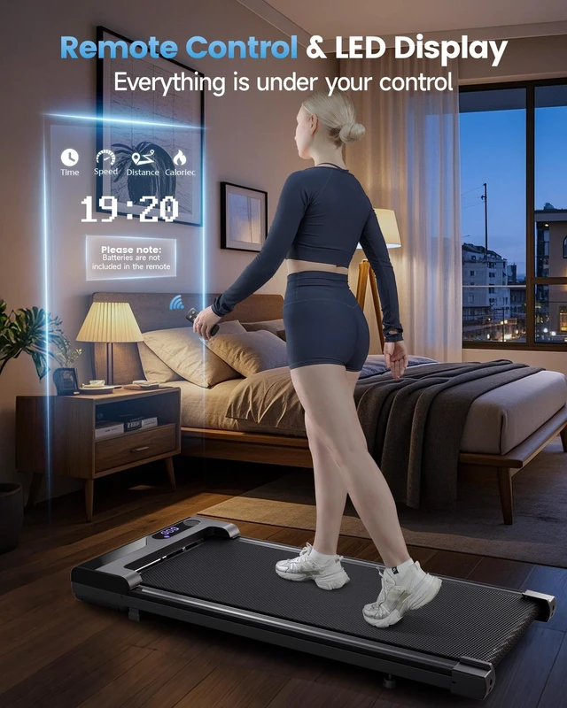 Alt view image 4 of 7 - Walking Pad Treadmill for Home - Under Desk Treadmills Portable Mini Compact Walk Pads for Small Spaces Office Indoor Apartment Floor Flat Running Machine with Remote Quiet Lightweight