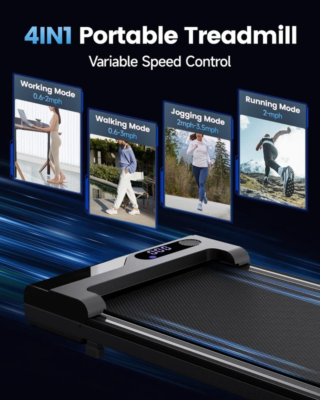 Alt view image 5 of 7 - Walking Pad Treadmill for Home - Under Desk Treadmills Portable Mini Compact Walk Pads for Small Spaces Office Indoor Apartment Floor Flat Running Machine with Remote Quiet Lightweight