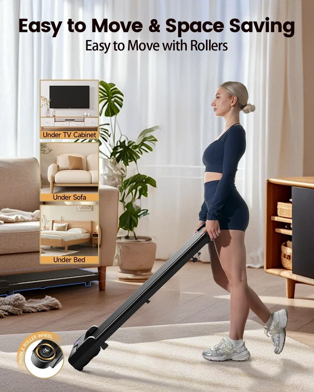 Alt view image 6 of 7 - Walking Pad Treadmill for Home - Under Desk Treadmills Portable Mini Compact Walk Pads for Small Spaces Office Indoor Apartment Floor Flat Running Machine with Remote Quiet Lightweight