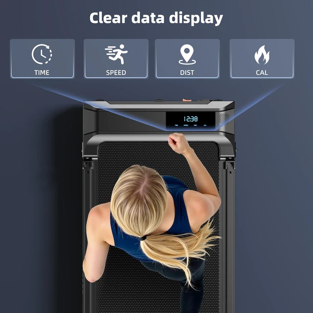 Alt view image 5 of 7 - Walking Pad Treadmill for Home - Folding Treadmills with Handle Bar Portable Compact Fold up Indoor Foldable Handles Electric Walk Pads Small Spaces Mini Running Quiet Under Bed Office