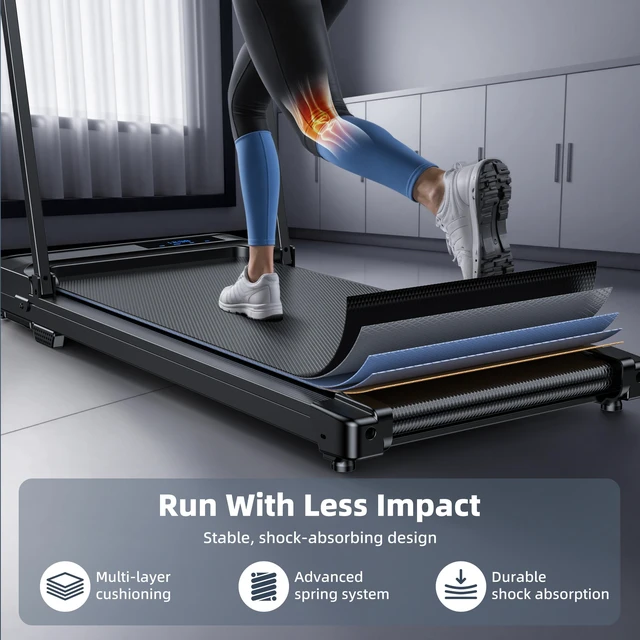 Alt view image 4 of 7 - Walking Pad Treadmill for Home - Folding Treadmills with Handle Bar Portable Compact Fold up Indoor Foldable Handles Electric Walk Pads Small Spaces Mini Running Quiet Under Bed Office