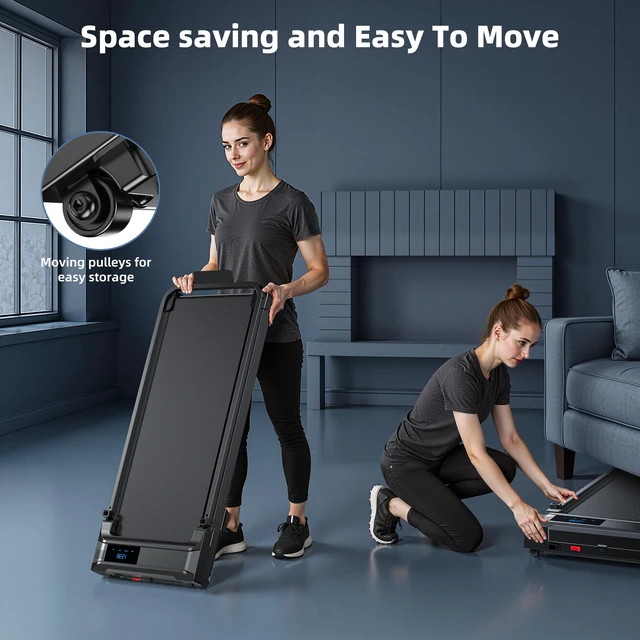 Alt view image 6 of 7 - Walking Pad Treadmill for Home - Folding Treadmills with Handle Bar Portable Compact Fold up Indoor Foldable Handles Electric Walk Pads Small Spaces Mini Running Quiet Under Bed Office