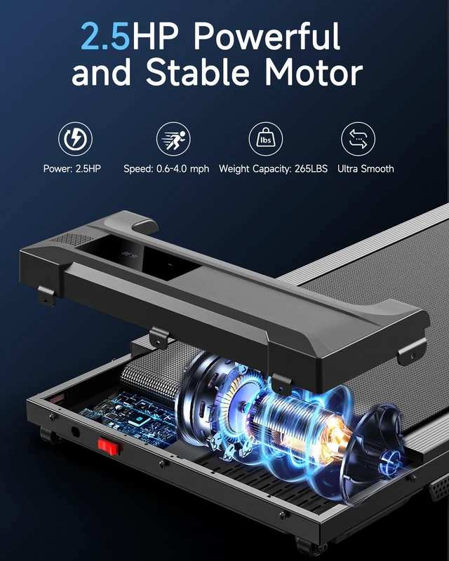 Alt view image 2 of 7 - Walking Pad Treadmill for Home - Under Desk Treadmills Mini Portable Walking Running Machine Slim Compact Small Lightweight Motorized Electric Treadmill with Adjustable Speed Remote