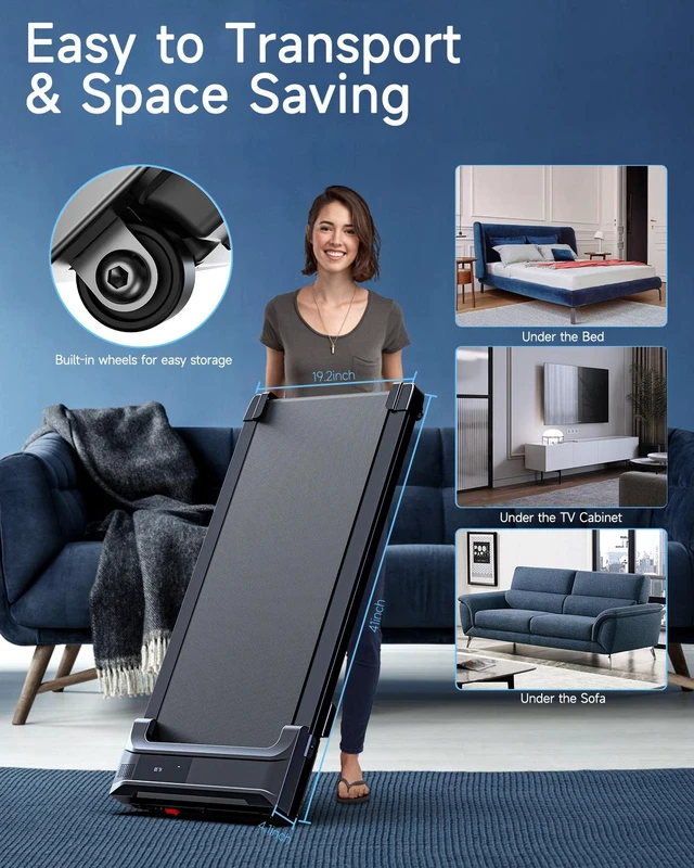 Alt view image 7 of 7 - Walking Pad Treadmill for Home - Under Desk Treadmills Mini Portable Walking Running Machine Slim Compact Small Lightweight Motorized Electric Treadmill with Adjustable Speed Remote