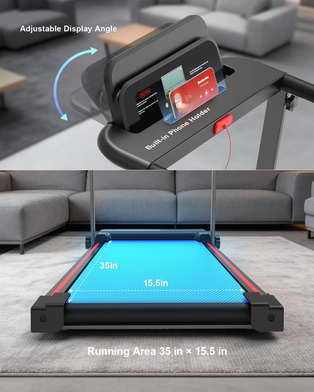 Alt view image 7 of 7 - Treadmills for Home, Walking Pad with Incline, Caminadoras para Hacer Ejercicio, 0.6-6.2 MPH Portable Foldable Under Desk Caminadora, Eléctrica Casa Tredmill, Folding Compact Running Machine