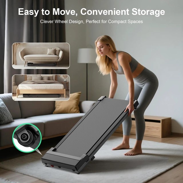 Alt view image 7 of 7 - Walking Pad Treadmill with 5% Incline - Under Desk Running Machine Mat Pads for Home Office Portable Small Compact Quiet Flat Indoor Magnetic Lightweight Electric Treadmills Remote Control