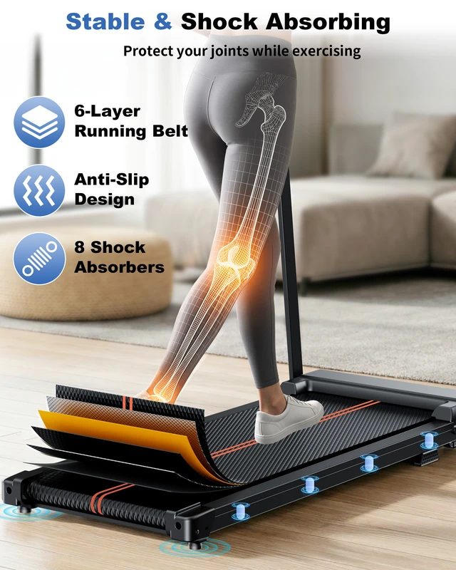 Alt view image 5 of 7 - Treadmills for Home Walking Pad - Foldable Treadmill Under Desk with Handle Bar 0.6-6.2 MPH Caminadora Eléctrica para casa Portable Folding Pads Compact Running Machine