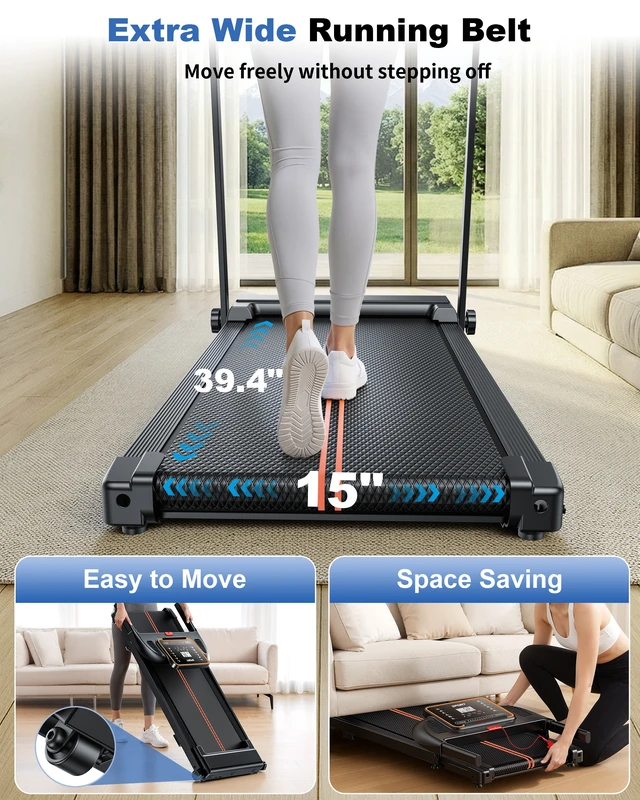 Alt view image 4 of 7 - Treadmills for Home Walking Pad - Foldable Treadmill Under Desk with Handle Bar 0.6-6.2 MPH Caminadora Eléctrica para casa Portable Folding Pads Compact Running Machine