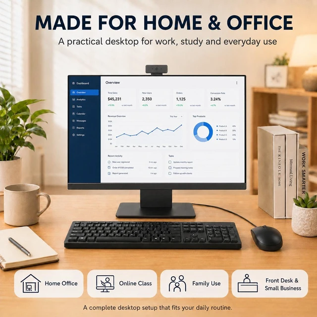 Alt view image 5 of 7 - 24" FHD All in One Desktop Computer, i7 CPU, 16GB RAM 256GB SSD, All-in-One 1920x1080 Display, HD Privacy Protection Webcam, WiFi 6 + BT 5.3, Win11 Home