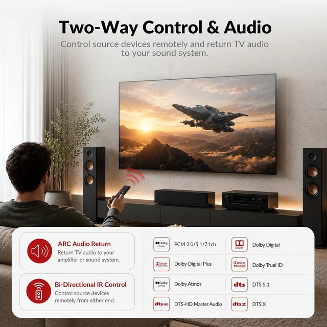 Alt view image 2 of 7 - AV Access 4K60Hz HDMI & USB KVM Extender Over Cat6/6A/7 Upto 230ft, HDR10