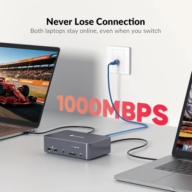 Alt view image 4 of 7 - AV Access iDock X20 Dual USB C KVM Docking Station 2 Laptops Switch