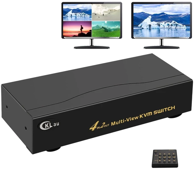 Main image of 4 Port Multi-View KVM Switch HDMI, HDMI Split KVM Switcher with Cables, Audio and 2 USB 3.0 Hub Supports Single-Screen, Dual-Screen, Quad-Screen Modes, Split and PIP Function, 4K30Hz