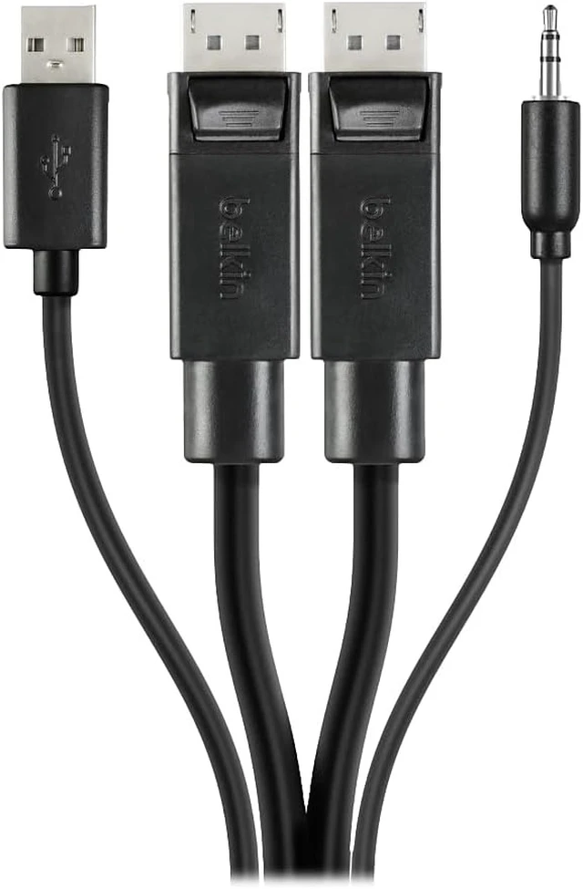 Alt view image 2 of 4 - Belkin Dual-Head DP to DP KVM Combo Cable, 6'