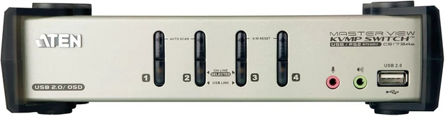Alt view image 4 of 5 - ATEN 4-Port USB 2.0 KVMP Switch with Audio Support and Cables CS1734B (Silver)