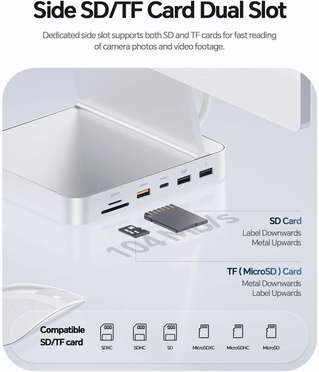Alt view image 4 of 7 - 11-in-1 USB C Hub for iMac 24" 2021-2024 with M.2 NVMe 4TB SSD Enclosure