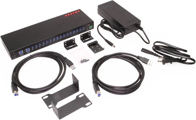 Alt view image 5 of 5 - Gearmo 16 Port USB Hub, Powered USB 3.0 Hub, 120W Adapter (GM-HU316A2H-RM)
