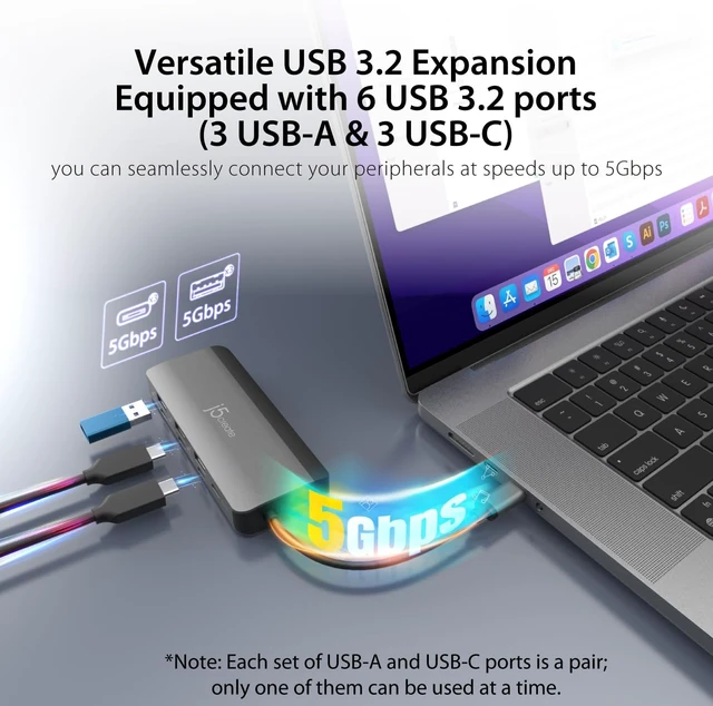 Alt view image 4 of 7 - j5create USB-C Hub 4K@144Hz HDMI with 100W Fast Charge and Flexible Ports